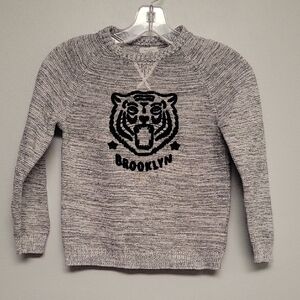 Zara Gray Tiger Graphic Crewneck Sweater